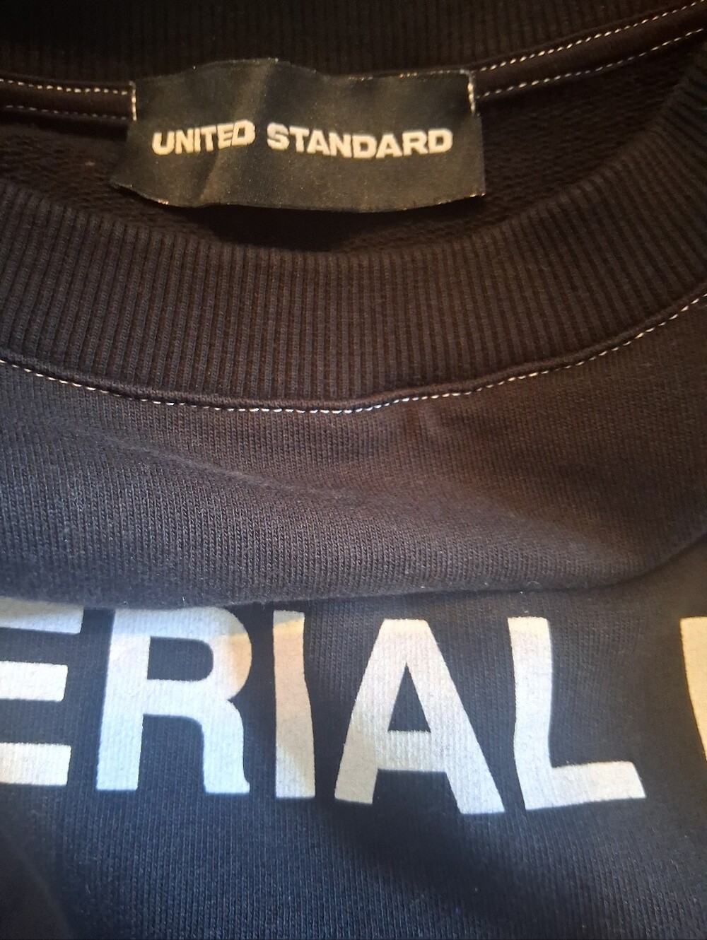 United Standard Material Boy Black Crewneck Sweatshirt Size XL P2P 26 - Picture 7 of 9